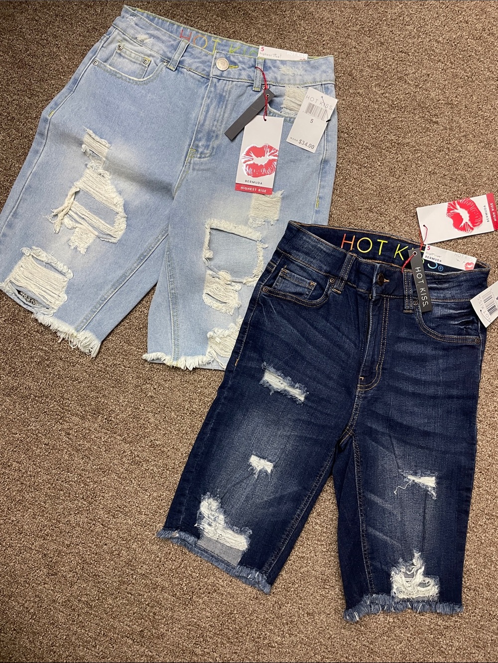 Hot Kiss Bermuda Distressed Shorts Junior Size 5